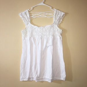 White crochet sleeve crisscross top